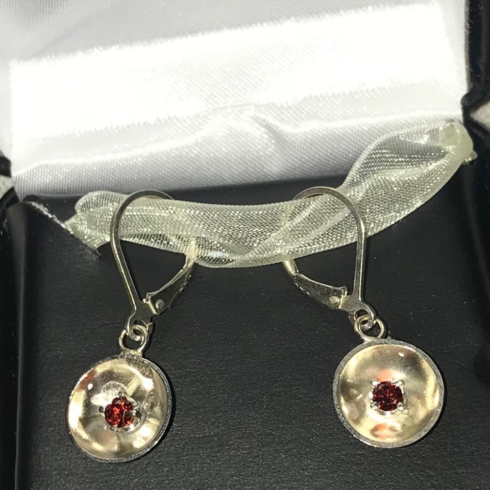 Ruby And Silver Artisan Handcrafted Earrings - image 1